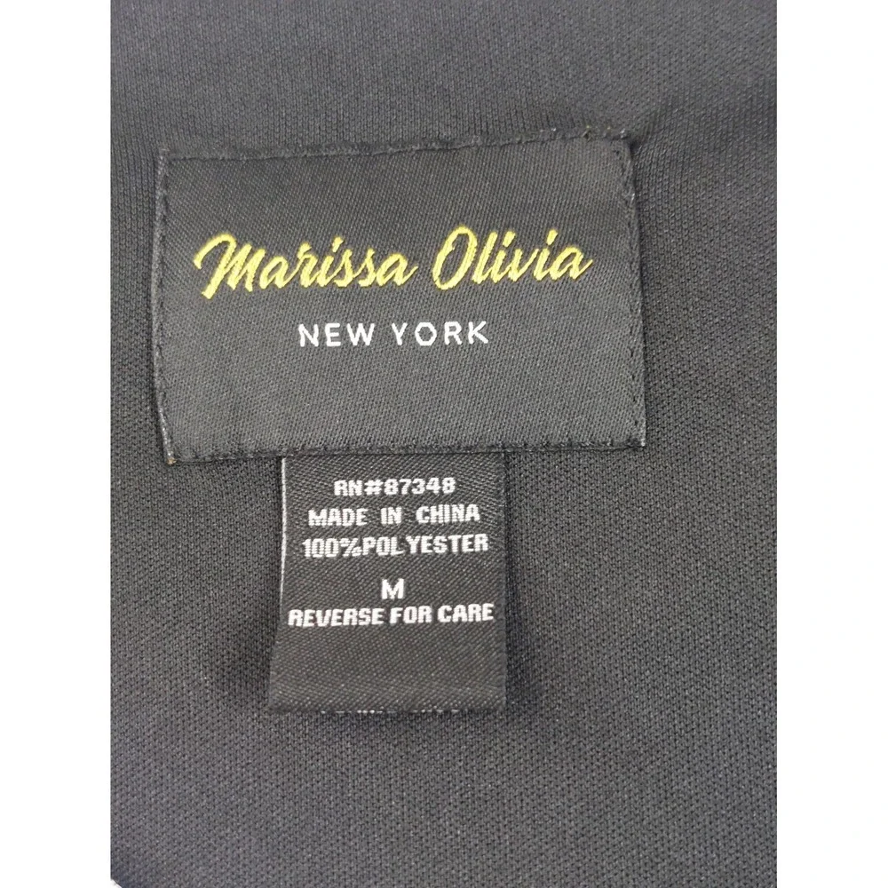 Marissa Olivia Women Top M Black White Abstract Print V Neck Long Sleeve Outdoor